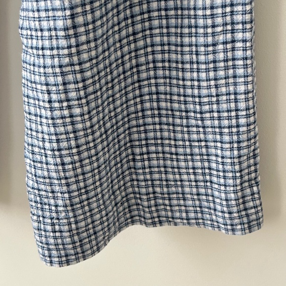 Abercrombie Blue Plaid Linen-Blend Pull-On Wide Leg Drawstring Pants - Picture 14 of 16